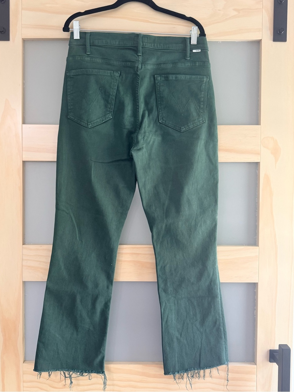 MOTHER The Hustler Ankle Fray Jeans 33 Green Raw Hem - Picture 2 of 5